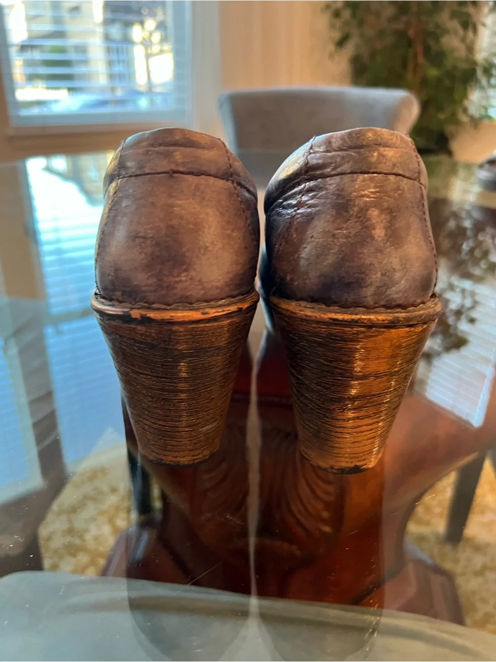 Metallic Grey Born Leather Platform Clogs